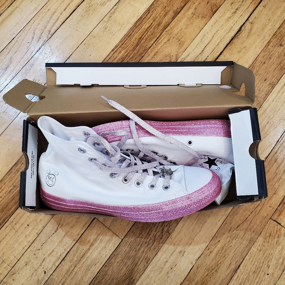 Converse x Miley Cyrus Pink Glitter High Tops